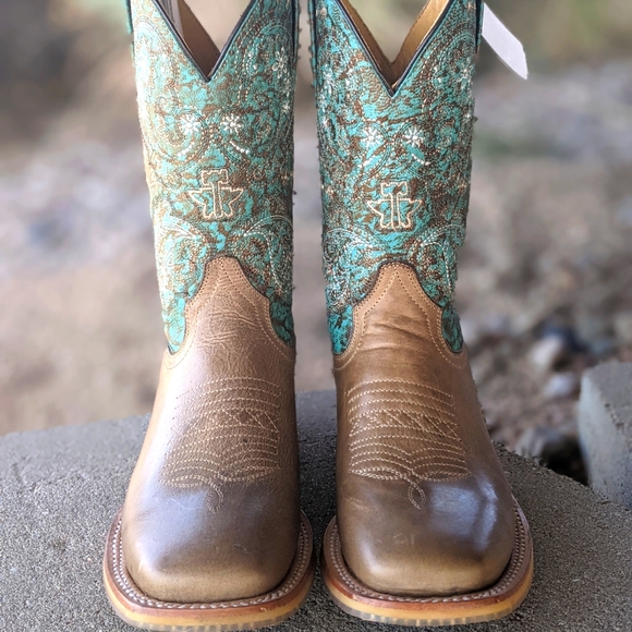 TIN HAUL Ban-Dan-Uh Paisley cowgirl western boots square toe brand NEW NWT - Picture 6 of 6